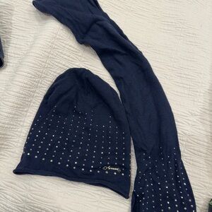 Armani Junior Dark Blue Beanie and Scarf Set